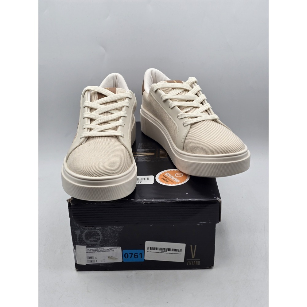 NIB Vizzano Women's Casual Flatform Sneakers‎ - Beige/White/Brown - Size 9